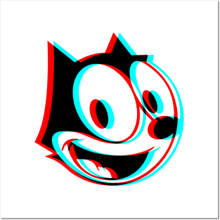 Retro 3D Glasses Style - Felix the Cat head Posters and Art